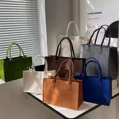 100个环保再生毛毡手提袋，可定制logo，时尚促销购物袋，广告礼品袋